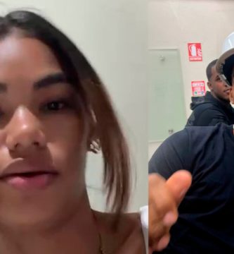 Hermana de Emmanuel Contreras junto a una fotografía del joven durante un mensaje relacionado con su caso