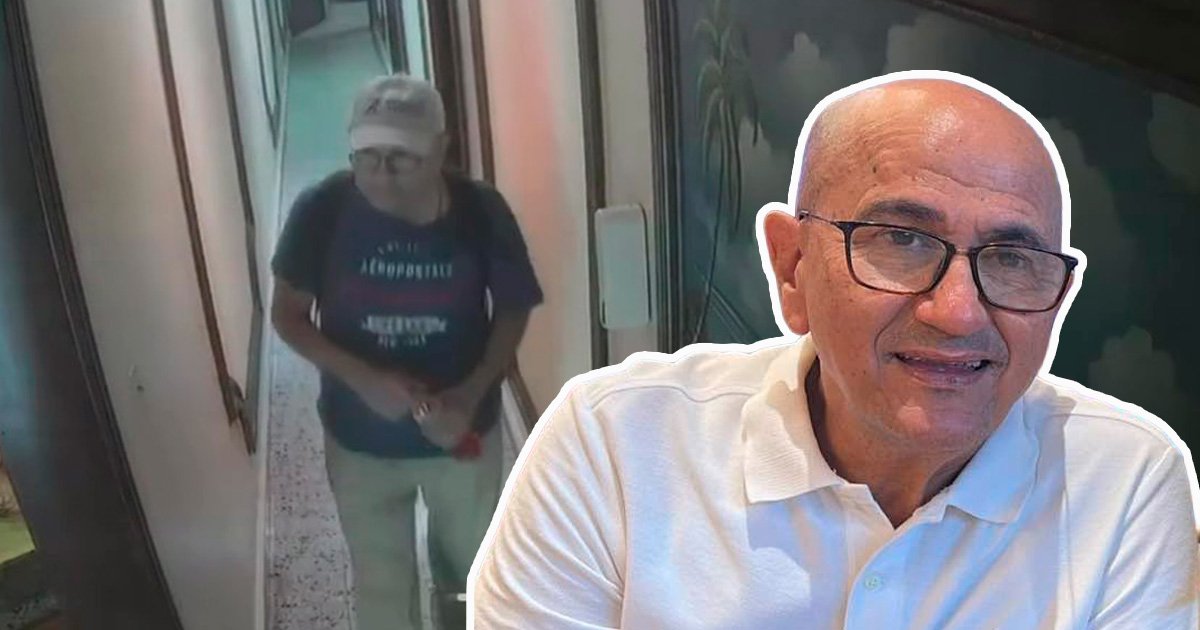 Luis Mercado, conocido como Luicho, aparece en una imagen junto a una captura de cámara de seguridad en la que se observa a un hombre dentro de un hotel.