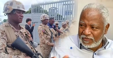 Militares dominicanos custodian una instalación fronteriza mientras Edwin Paraison analiza la seguridad entre República Dominicana y Haití.