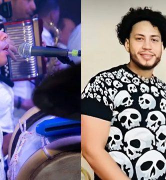 Andrés Núñez La Tormenta de Banda Real junto a su hijo en una fotografía familiar y el músico durante una presentación de merengue típico