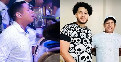 Andrés Núñez La Tormenta de Banda Real junto a su hijo en una fotografía familiar y el músico durante una presentación de merengue típico