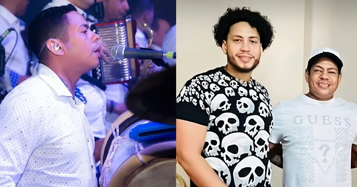 Andrés Núñez La Tormenta de Banda Real junto a su hijo en una fotografía familiar y el músico durante una presentación de merengue típico