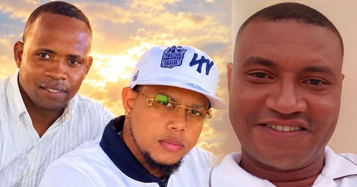 Fotografía compuesta de tres hombres relacionada con el caso ocurrido en Los Frailes, Santo Domingo Este.