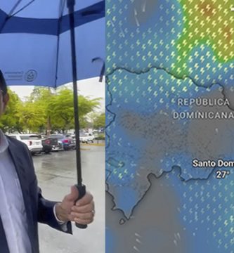 Jean Suriel advierte sobre lluvias e inundaciones en República Dominicana mientras un mapa muestra las condiciones meteorológicas