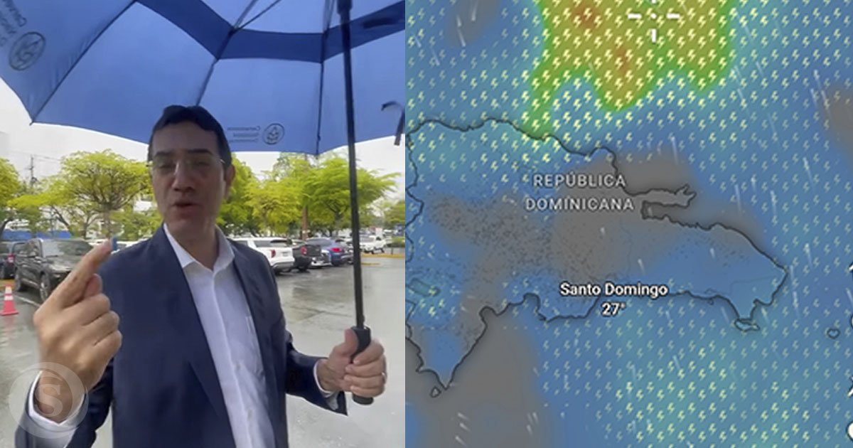 Jean Suriel advierte sobre lluvias e inundaciones en República Dominicana mientras un mapa muestra las condiciones meteorológicas