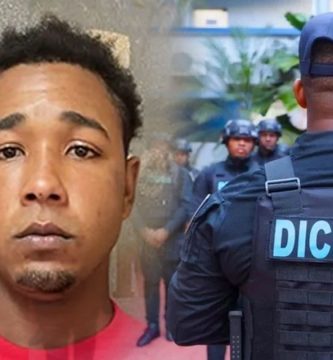 Imagen compuesta de un joven y agentes de la DICRIM durante un operativo policial en República Dominicana.